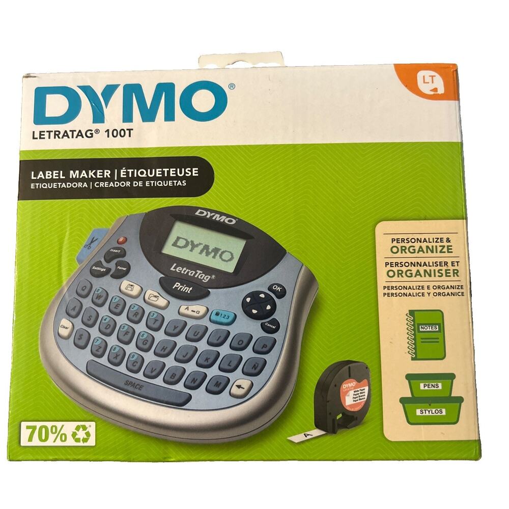 DYMO LetraTag 100T Table Top Label Maker: Gray Battery-Powered Plastic